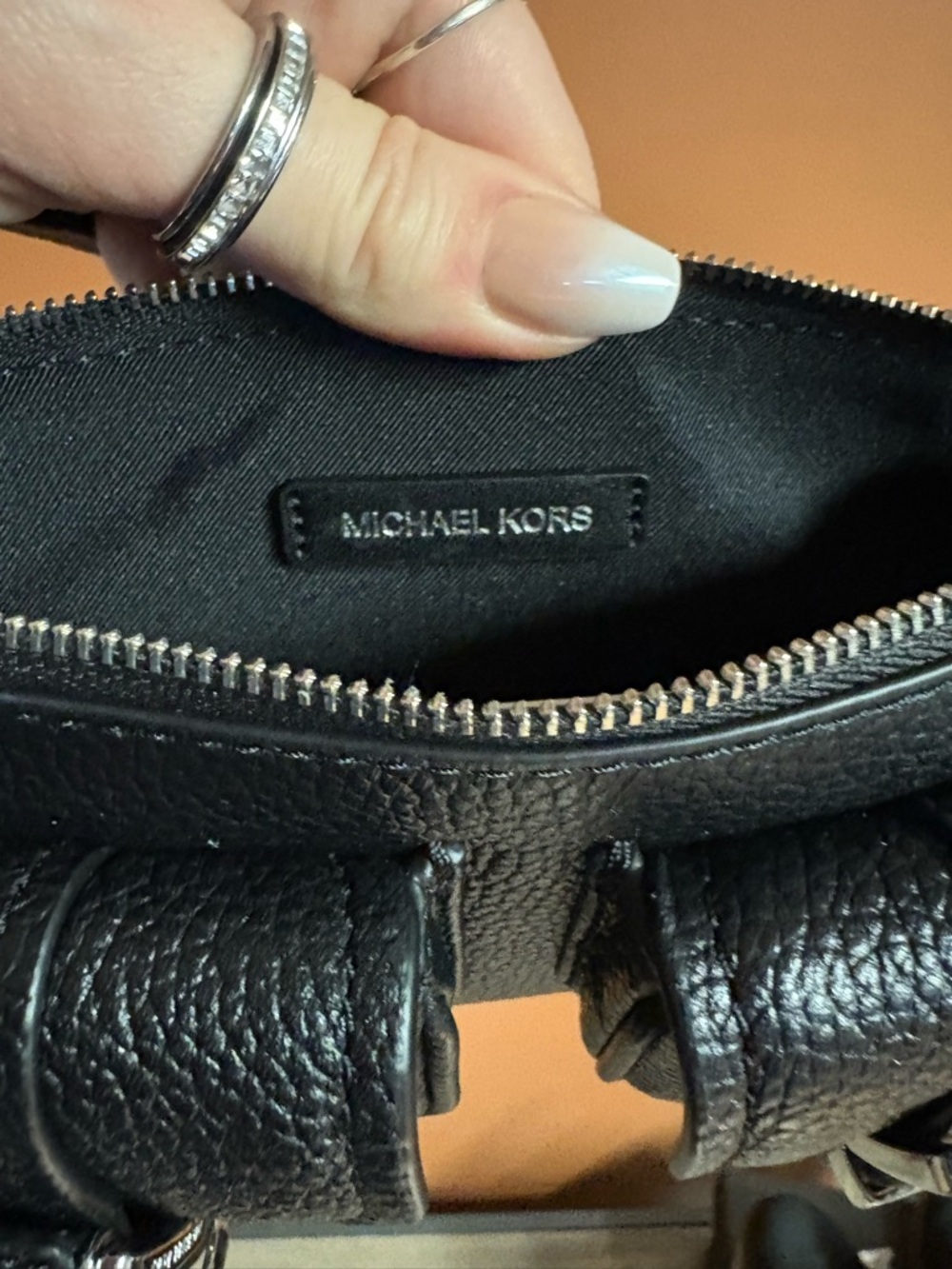 Michael Kors Zoe Black Leather Shoulder Bag with Buckle Pockets - Picture 7 of 9